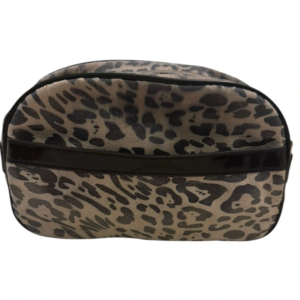 Betseyville by Betsey Johnson Grey Metallic Leopard‎ Print Cosmetic Zipper Bag